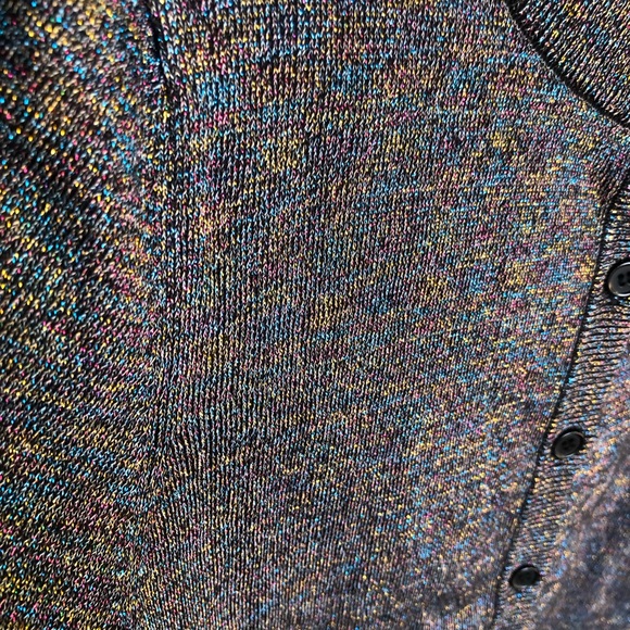 ModCloth Rainbow Metallic Button Front Cardigan Size M - Picture 3 of 8